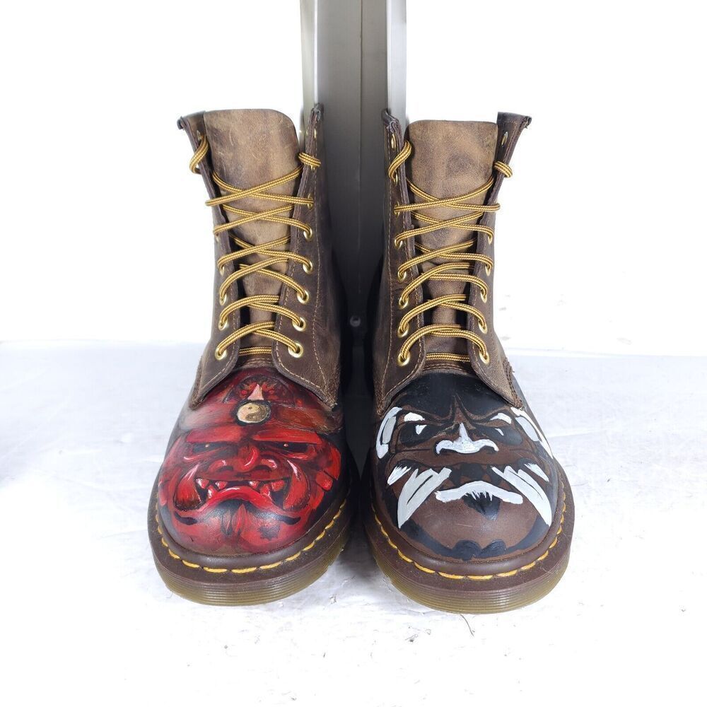Dr.Martens Men's 1460 US12 Crazy Horse Leather Hand Painted LaceUp Combat Boots - Picture 4 of 14